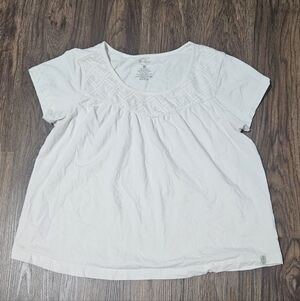 Old Ranch White Short Sleeve Knit Blouse Top Size Large